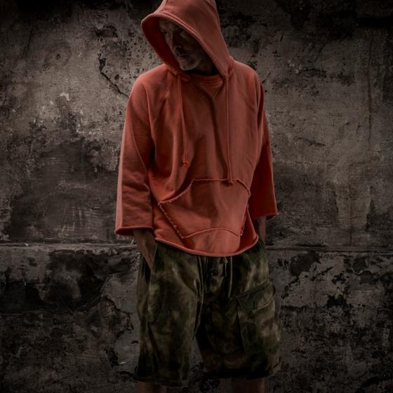 BOXING HOODED SWEATSHIRT 3/4 SLEEVES "BASIC VINTAGE" Orange