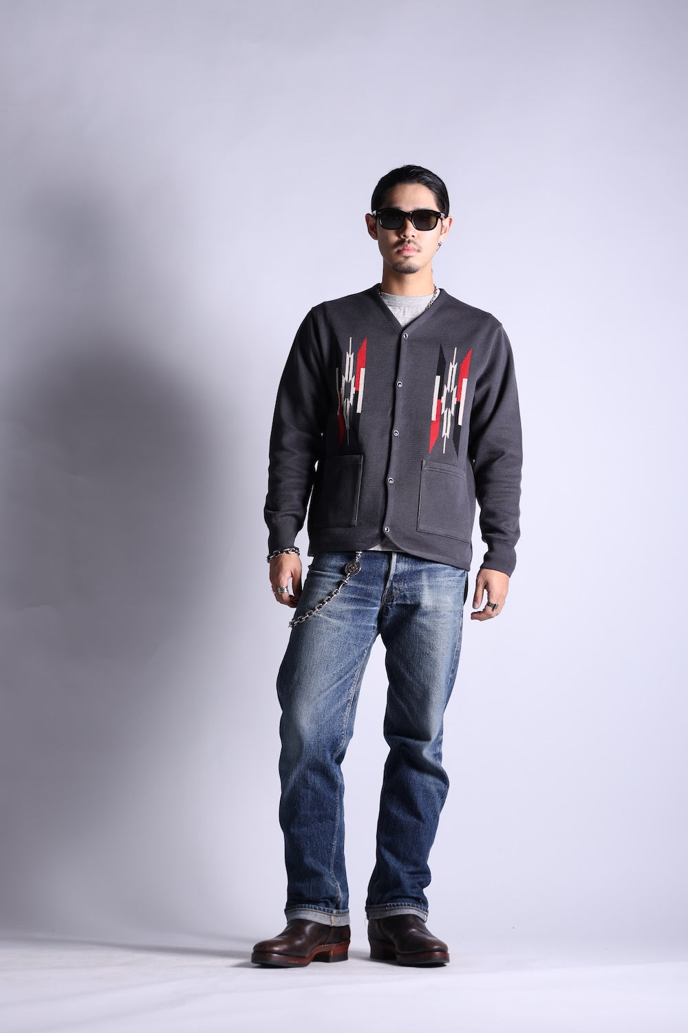 NGT NATIVE CARDIGAN CHARCOAL