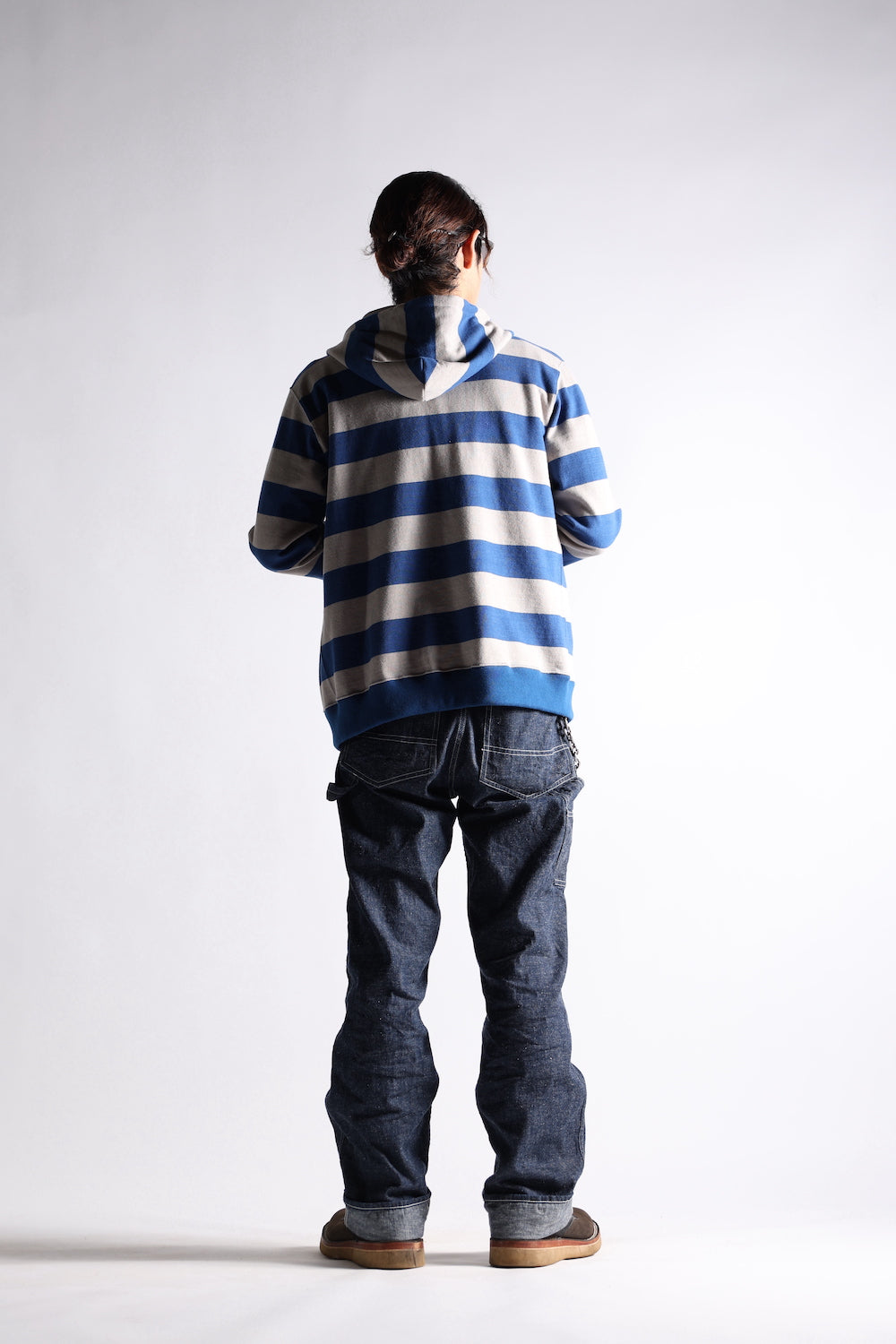 HEAVY BORDER HOODIE GRY/NVY