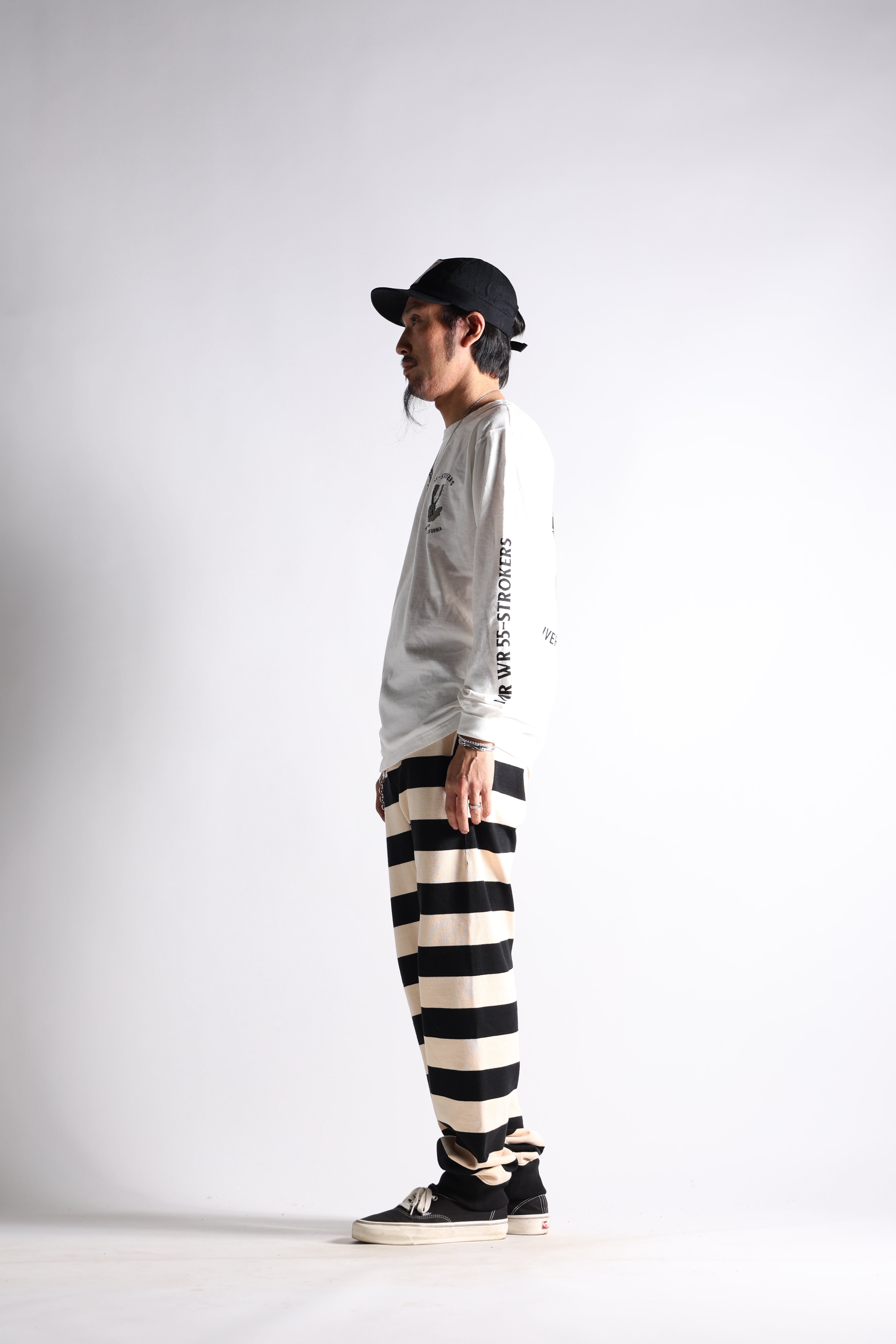 HEAVY BORDER PANTS BLK/CRM