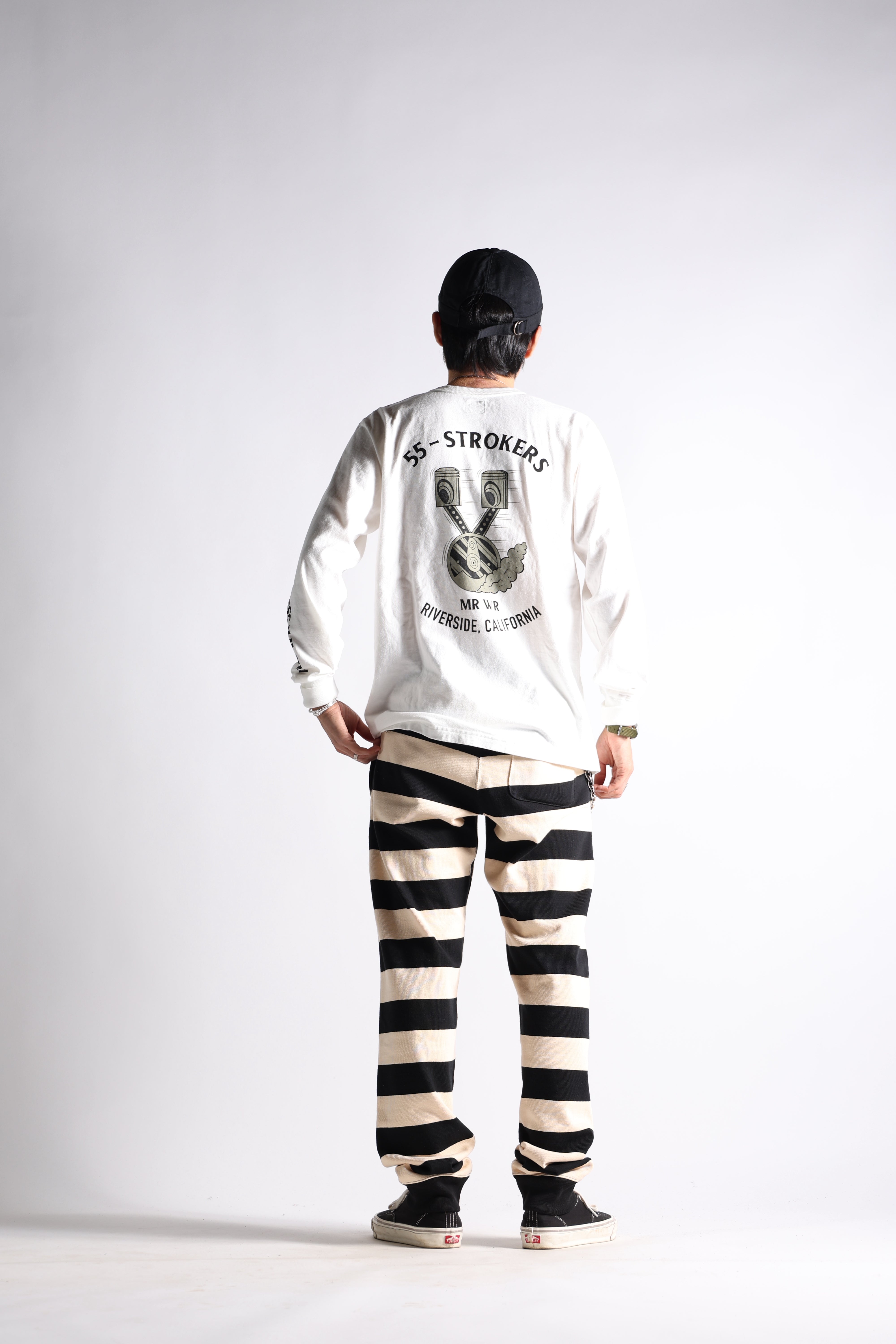 HEAVY BORDER PANTS BLK/CRM