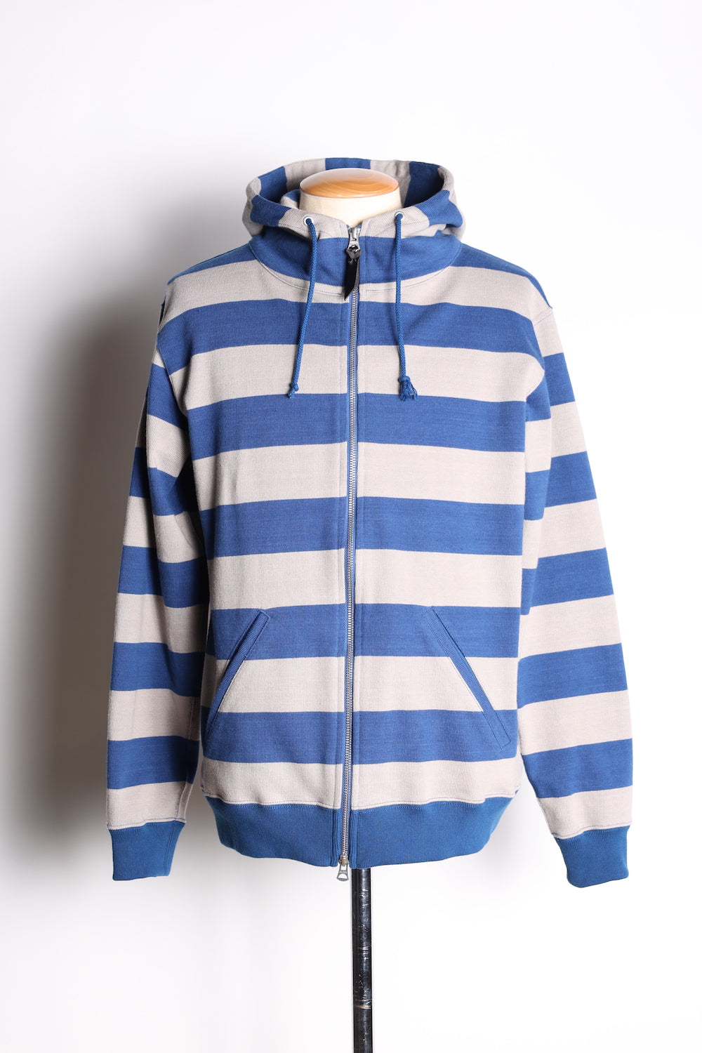 HEAVY BORDER HOODIE GREY/NVY