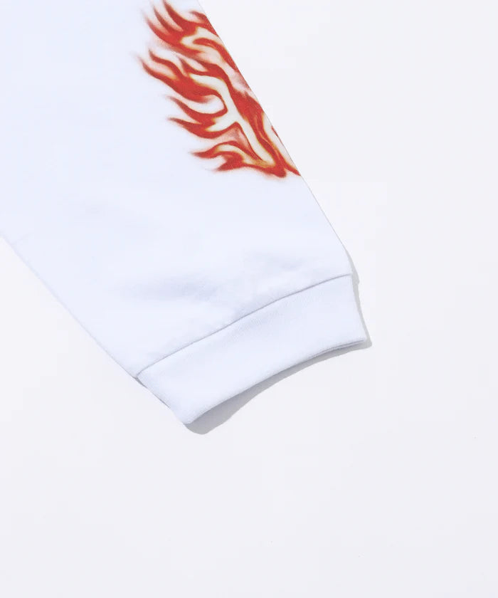 SKULL IN FLAMES L/S TEE - White