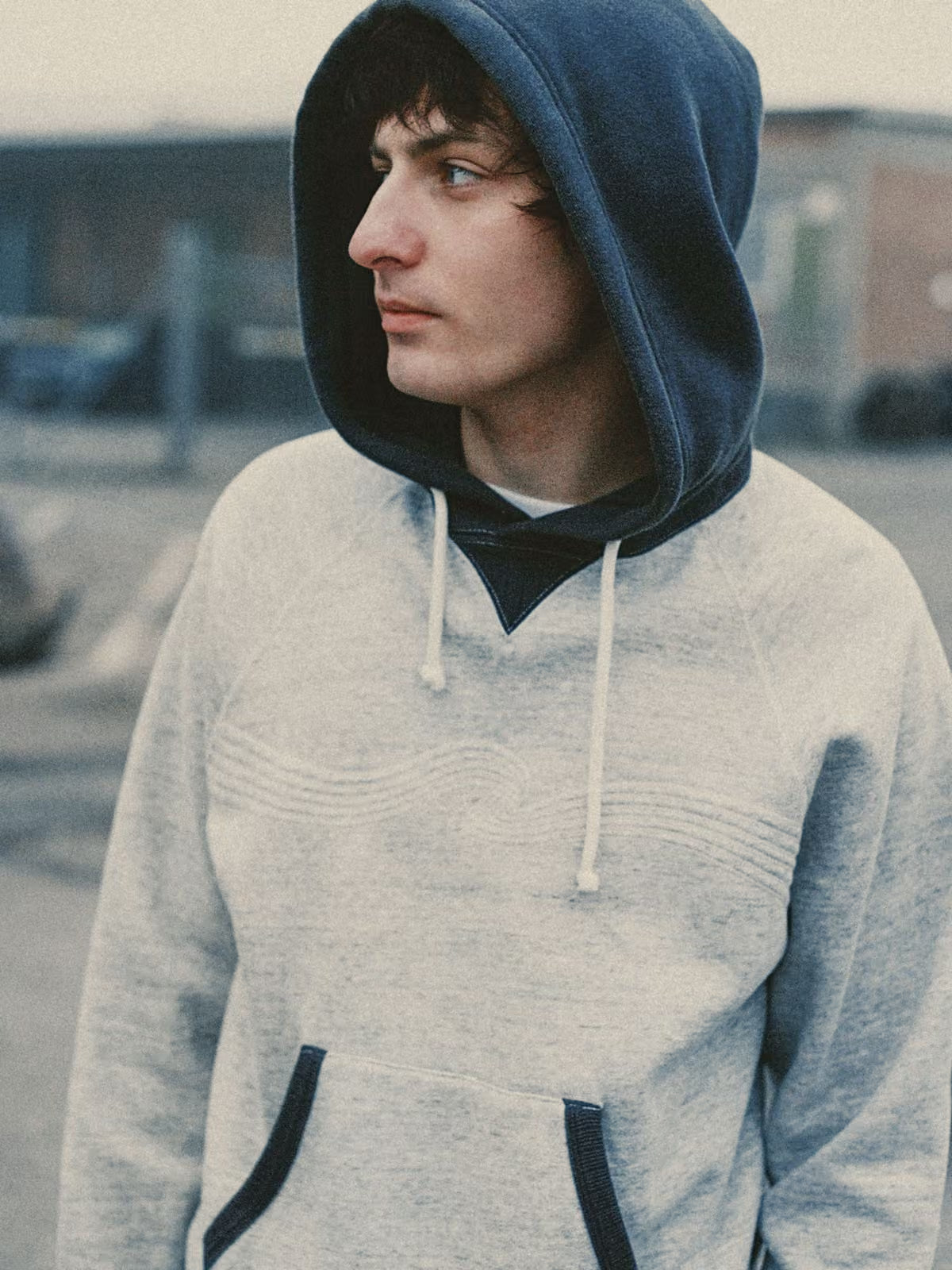 GUNDE HOODIE EMBO WAVE Greymelange