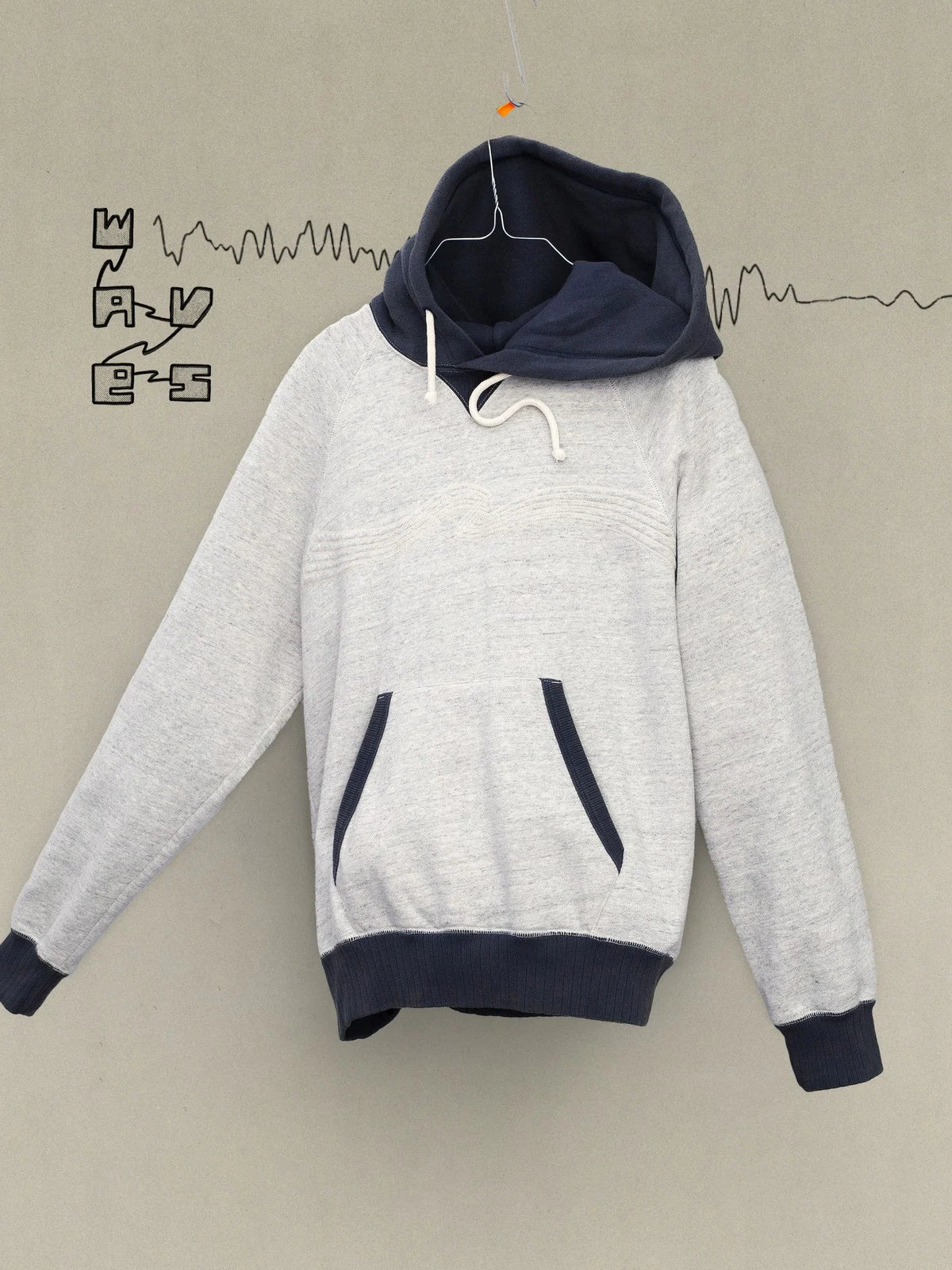 GUNDE HOODIE EMBO WAVE Greymelange