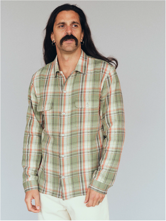 WEBSTER Shirt Jacquard Flannel – Green / Beige Check