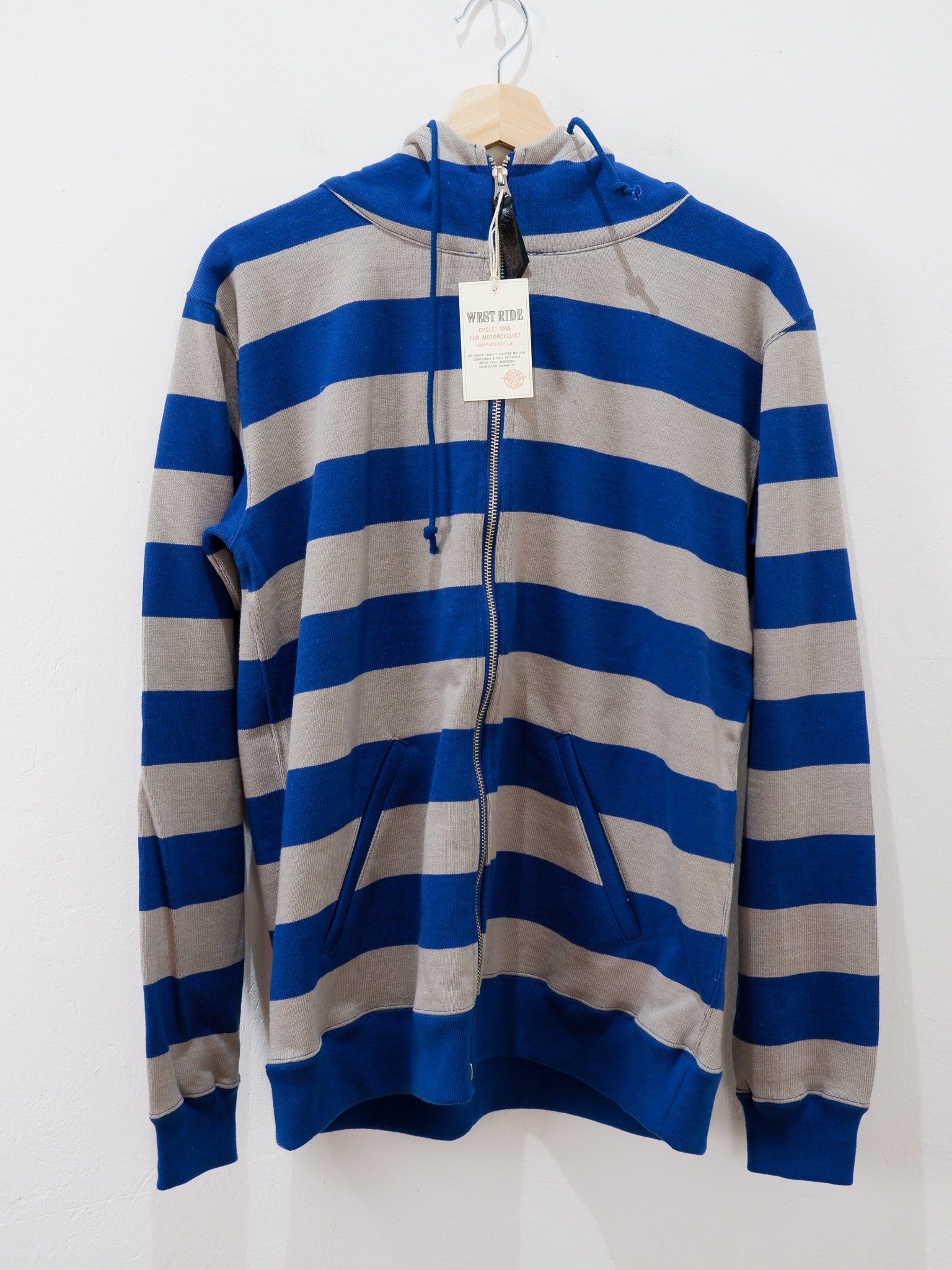 HEAVY BORDER HOODIE GREY/NVY