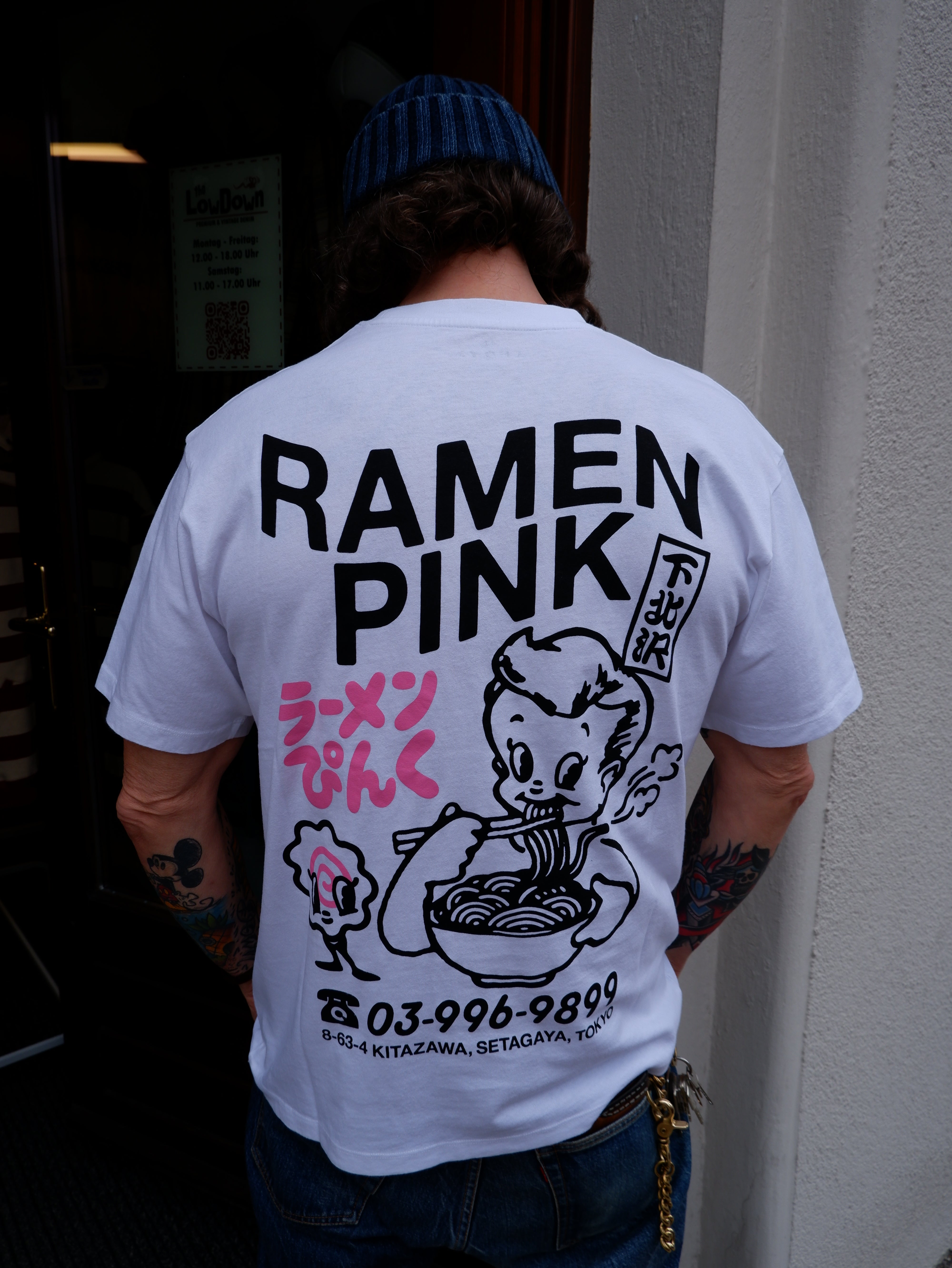 EDWIN Ramen Pink T-Shirt – White