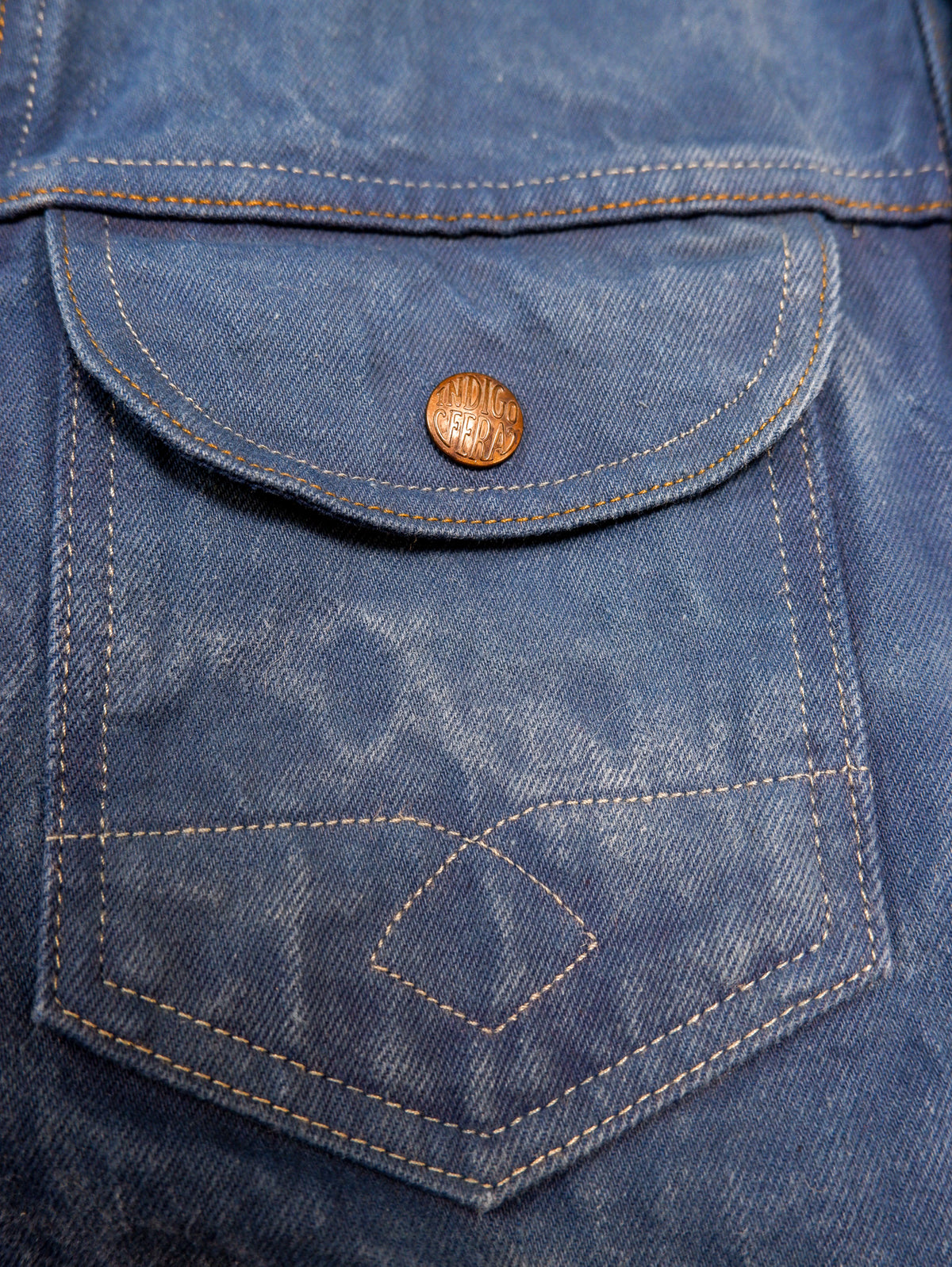 INDIGOFERA × the LowDown x Blaudruck Koo` Copeland Denim Jacket „Pink“ – Indigo Overdye