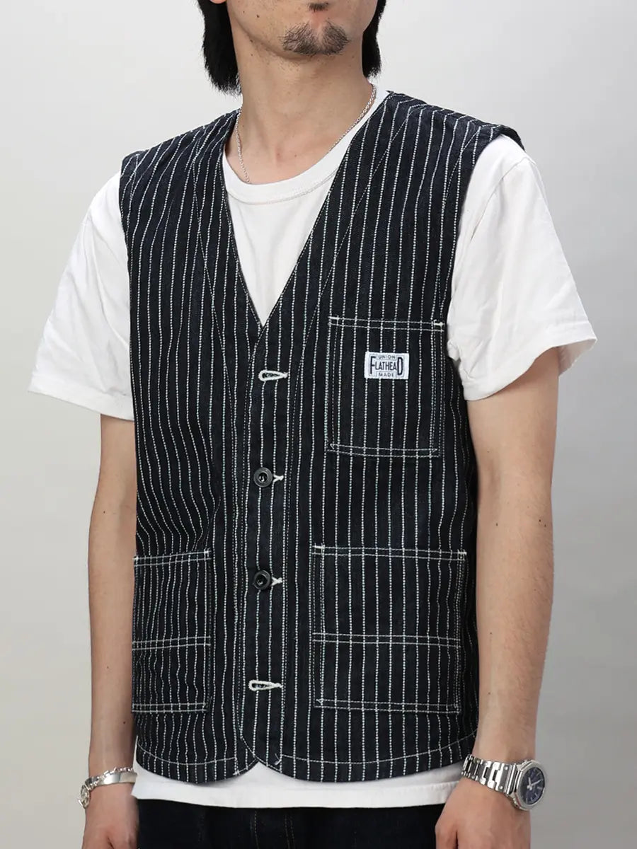 VEST - 10oz DENIM WABASH WORK #FN-MVD-702