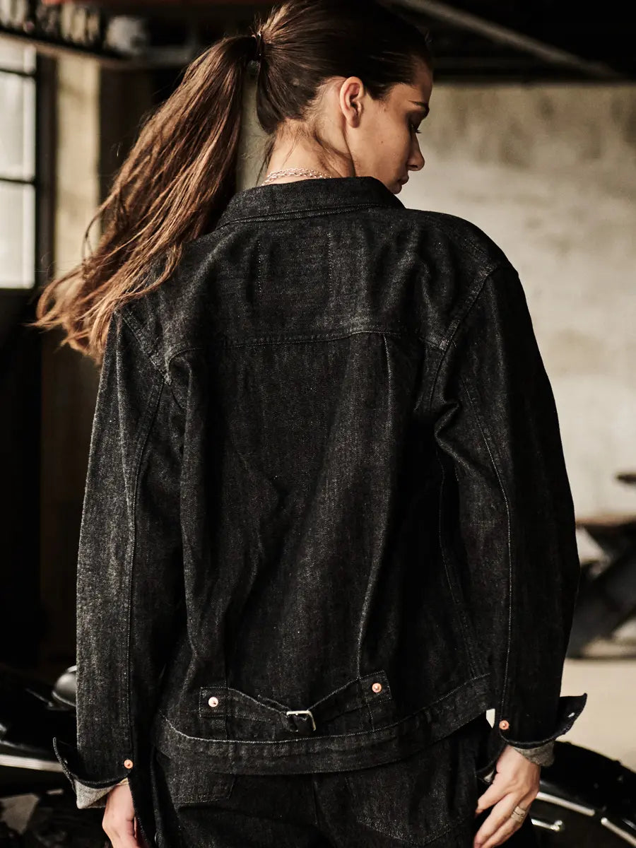 FN-OJ-DB001 12,5oz BLACK DENIM JACKET-40´s MODEL