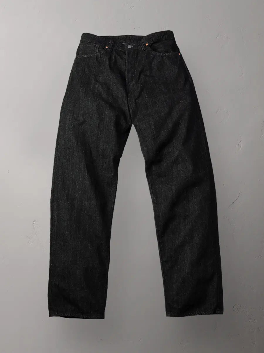 FN-PA-DB004 12.5oz BLACK SELVEDGE DENIM WIDE TAPERED PANTS