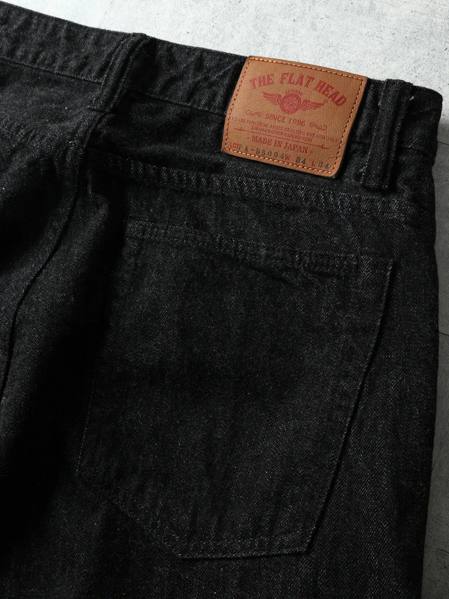 FN-PA-DB004 12.5oz BLACK SELVEDGE DENIM WIDE TAPERED PANTS