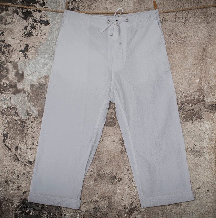 „LE NERVI“ Seersucker White – Französische Workwear Hose