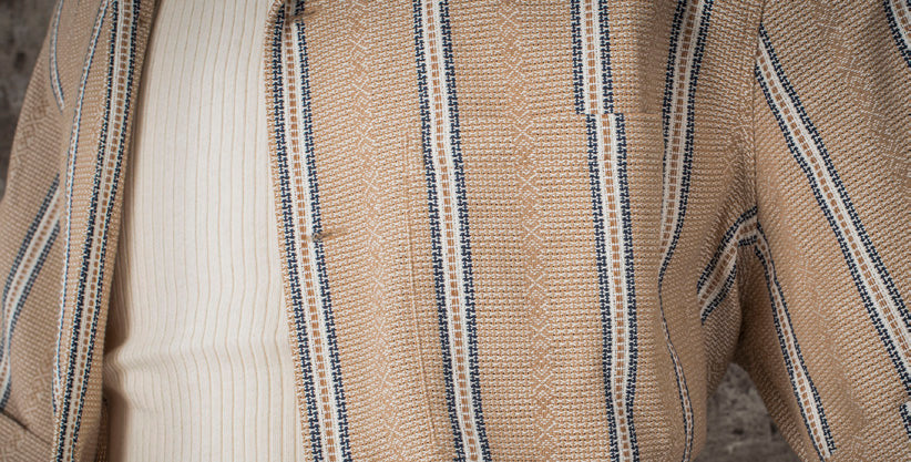 "AZTEQUE SAND" - Retro Jacquard Short-Sleeve Shirt