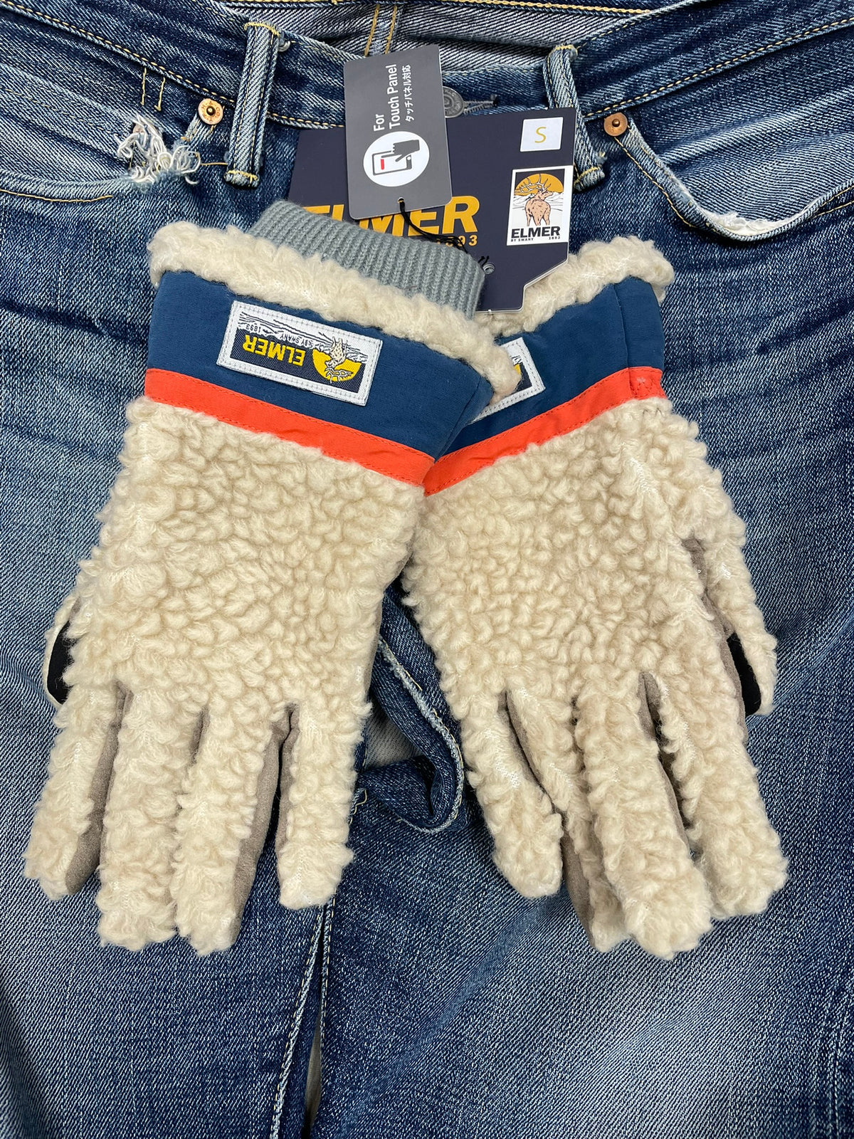 EM353 TEDDY GLOVE Beige/Blue