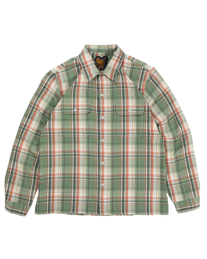 WEBSTER Shirt Jacquard Flannel – Green / Beige Check