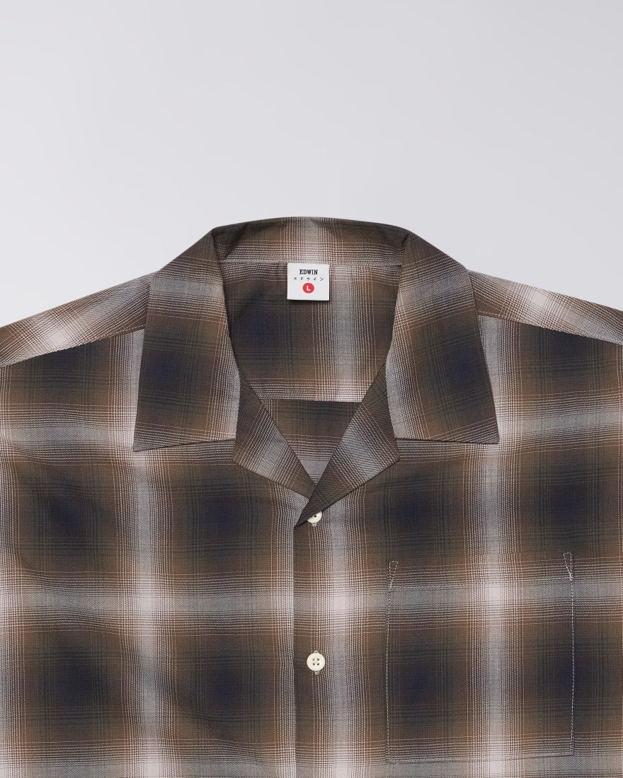 OPEN COLLAR SHIRT– Hombre Plaid - Brown / Grey