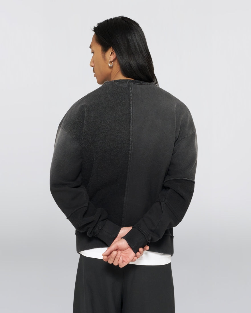BLUFF SWEAT- BLACK DISTRESSED WASH