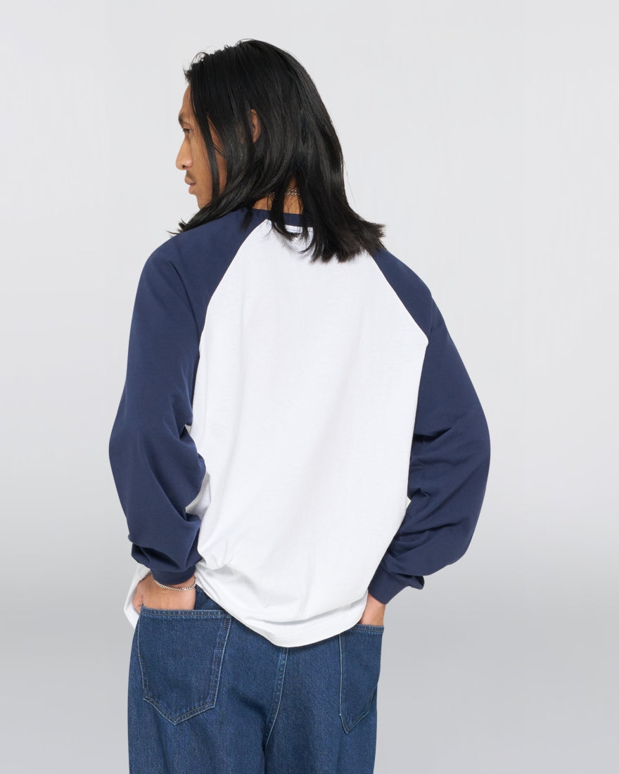 ALEC T-SHIRT LS White/Maritime Blue