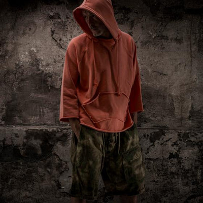 BOXING  HOODED  SWEATSHIRT 3/4 SLEEVES "BASIC VINTAGE" Orange