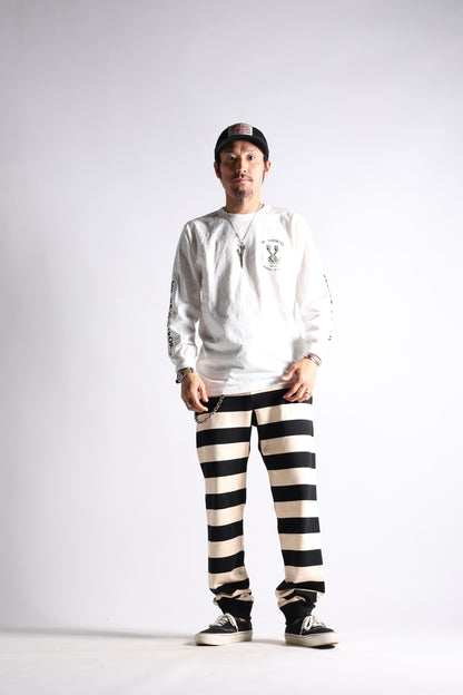 HEAVY BORDER PANTS BLK/CRM