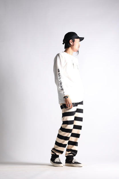 HEAVY BORDER PANTS BLK/CRM