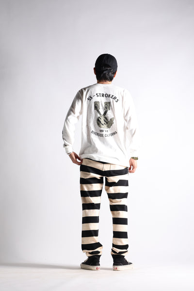 HEAVY BORDER PANTS BLK/CRM