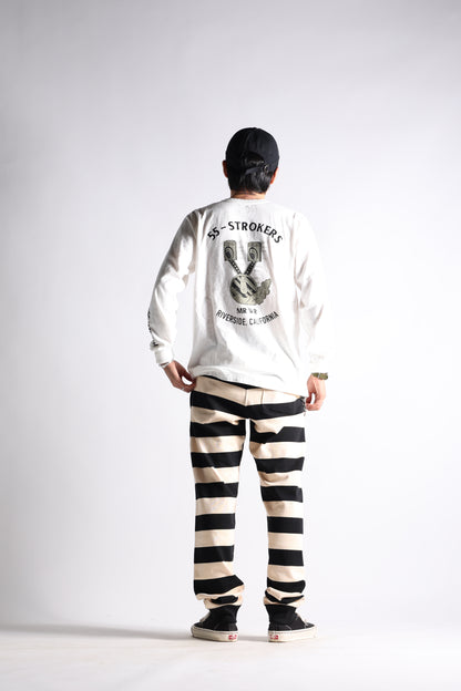 HEAVY BORDER PANTS BLK/CRM