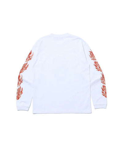 SKULL IN FLAMES L/S TEE - White