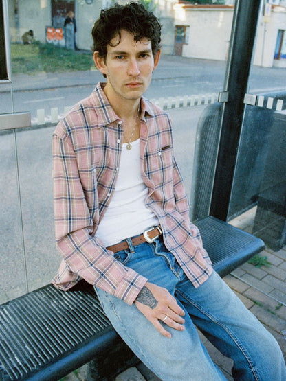 JULIAN WORKER SHIRT Checked-Dusty Pink