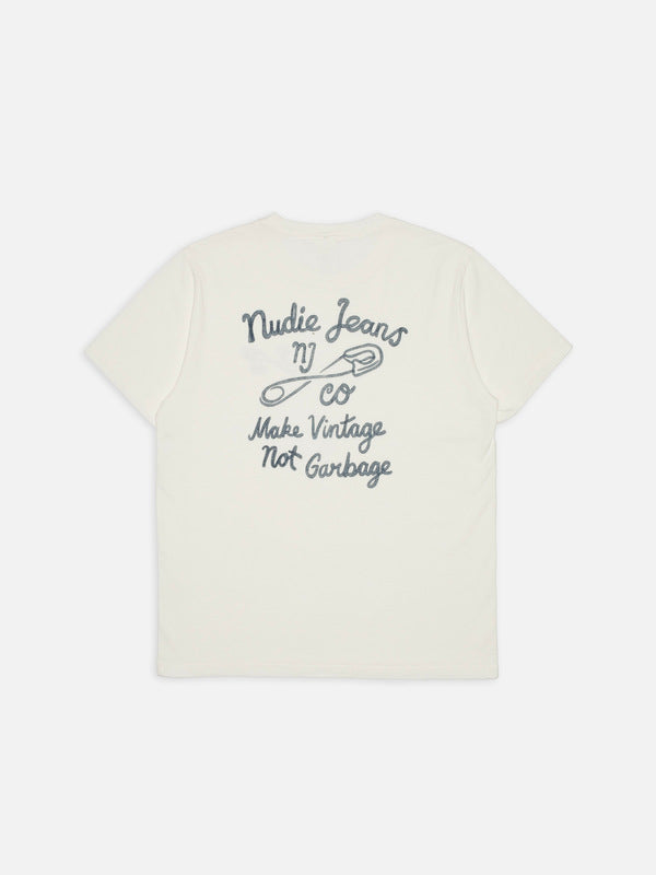 ROY T-SHIRT NJCO Pin Chalk White– Clean Look mit Vintage-Edge