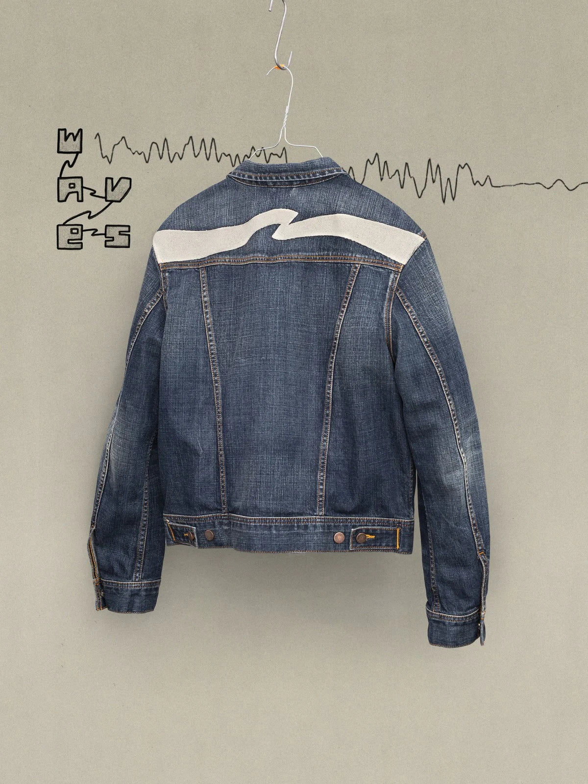 CONNY DENIM JACKET BIG WAVE BLUE