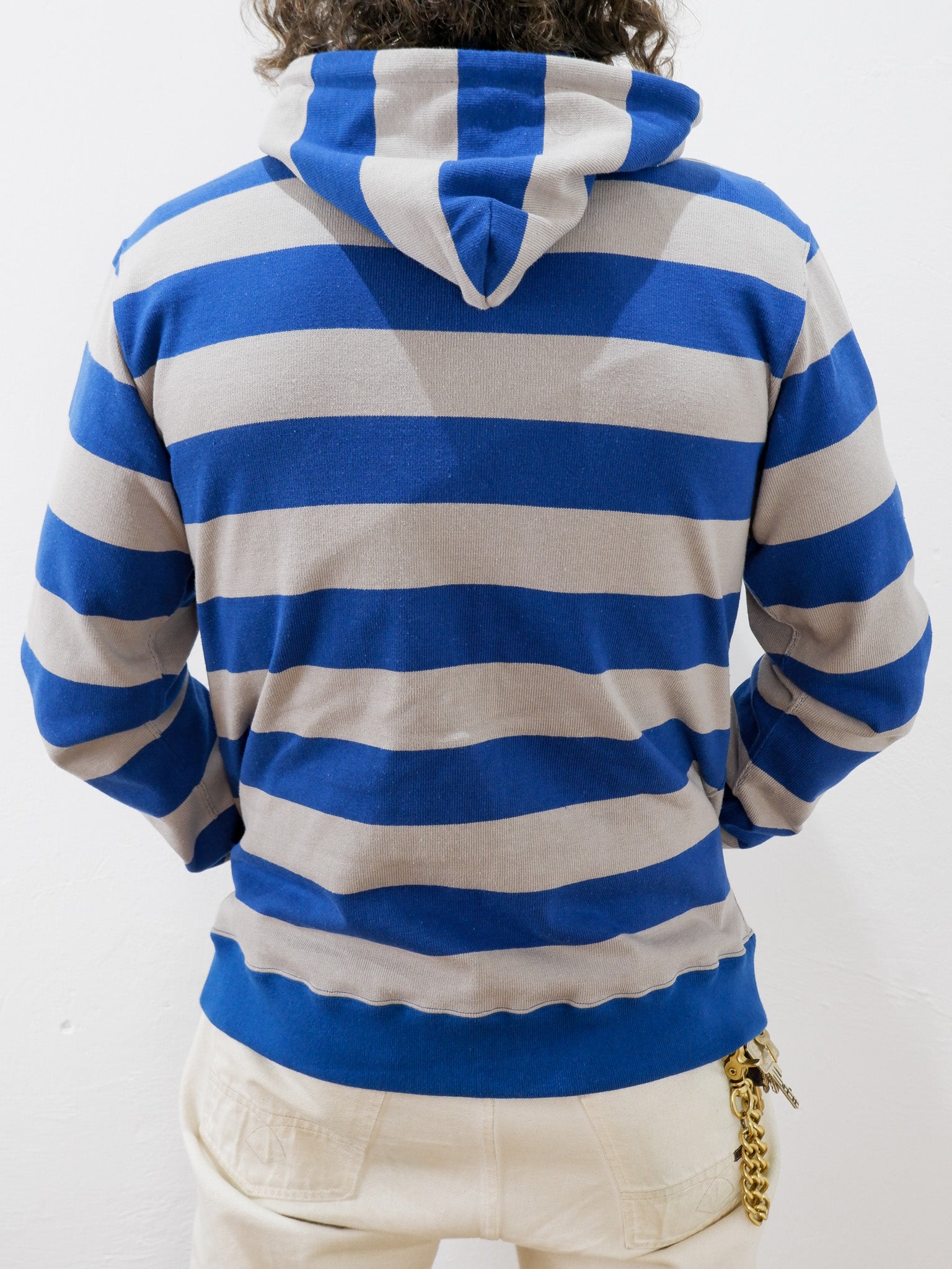 HEAVY BORDER HOODIE GRY/NVY
