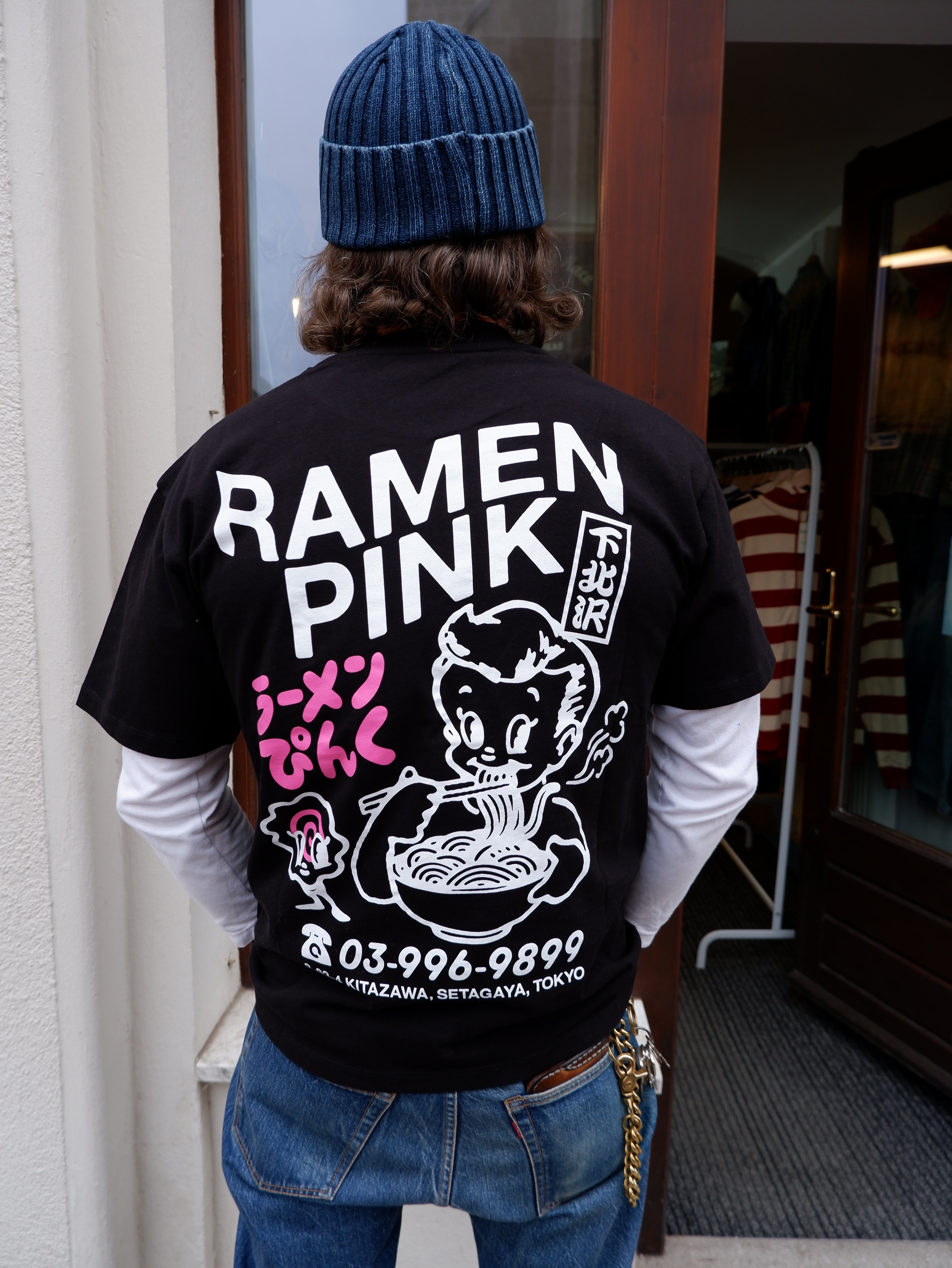 EDWIN Ramen Pink T-Shirt - Black