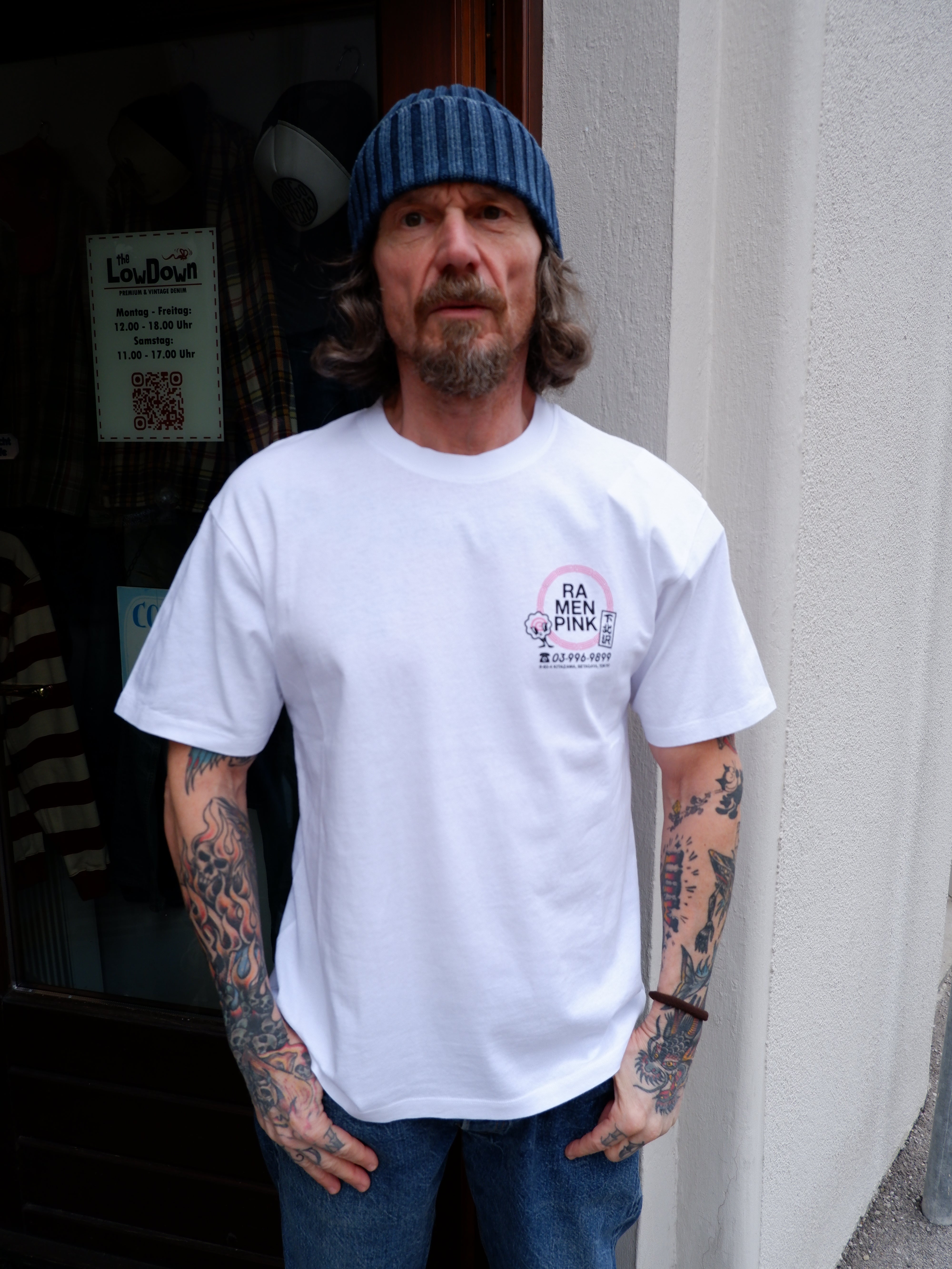 EDWIN Ramen Pink T-Shirt – White