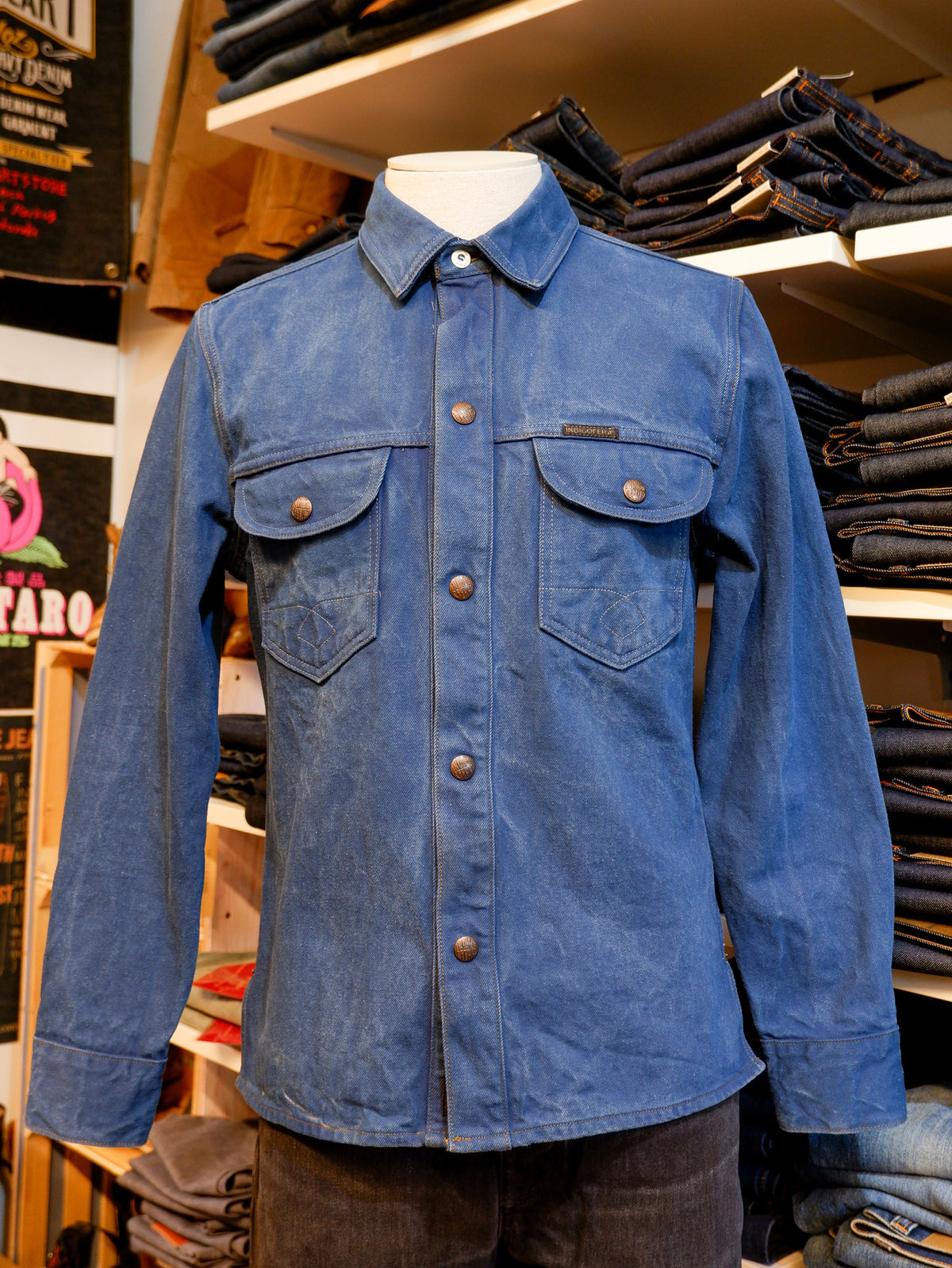 INDIGOFERA × the LowDown x Blaudruck Koo` Copeland Denim Jacket „Pink“ – Indigo Overdye