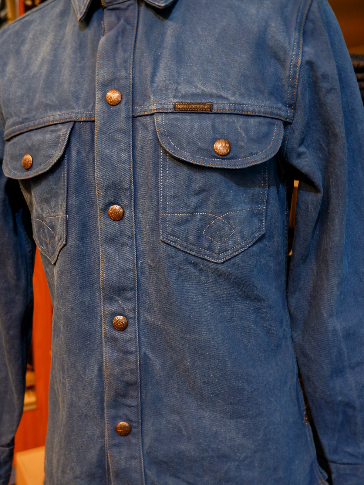 INDIGOFERA × the LowDown x Blaudruck Koo` Copeland Denim Jacket „Pink“ – Indigo Overdye
