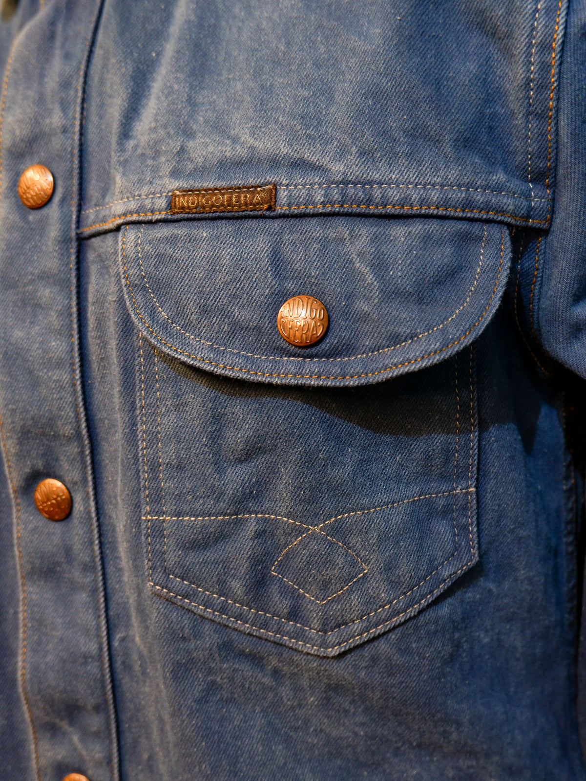 INDIGOFERA × the LowDown x Blaudruck Koo` Copeland Denim Jacket „Pink“ – Indigo Overdye