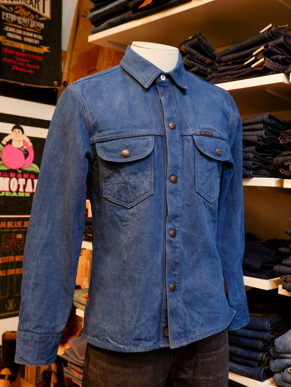INDIGOFERA × the LowDown x Blaudruck Koo` Copeland Denim Jacket „Pink“ – Indigo Overdye