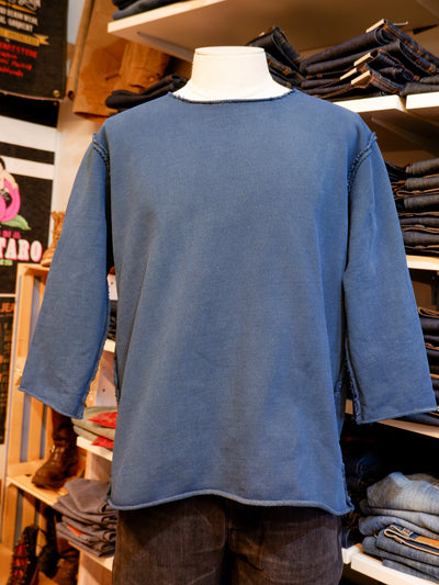 FLEURS DE BAGNE × the LowDown x Blaudruck Koo´ „Le Sweat Jo le Boxeur“ – Vintage Crewneck Sweatshirt – Indigo Overdye