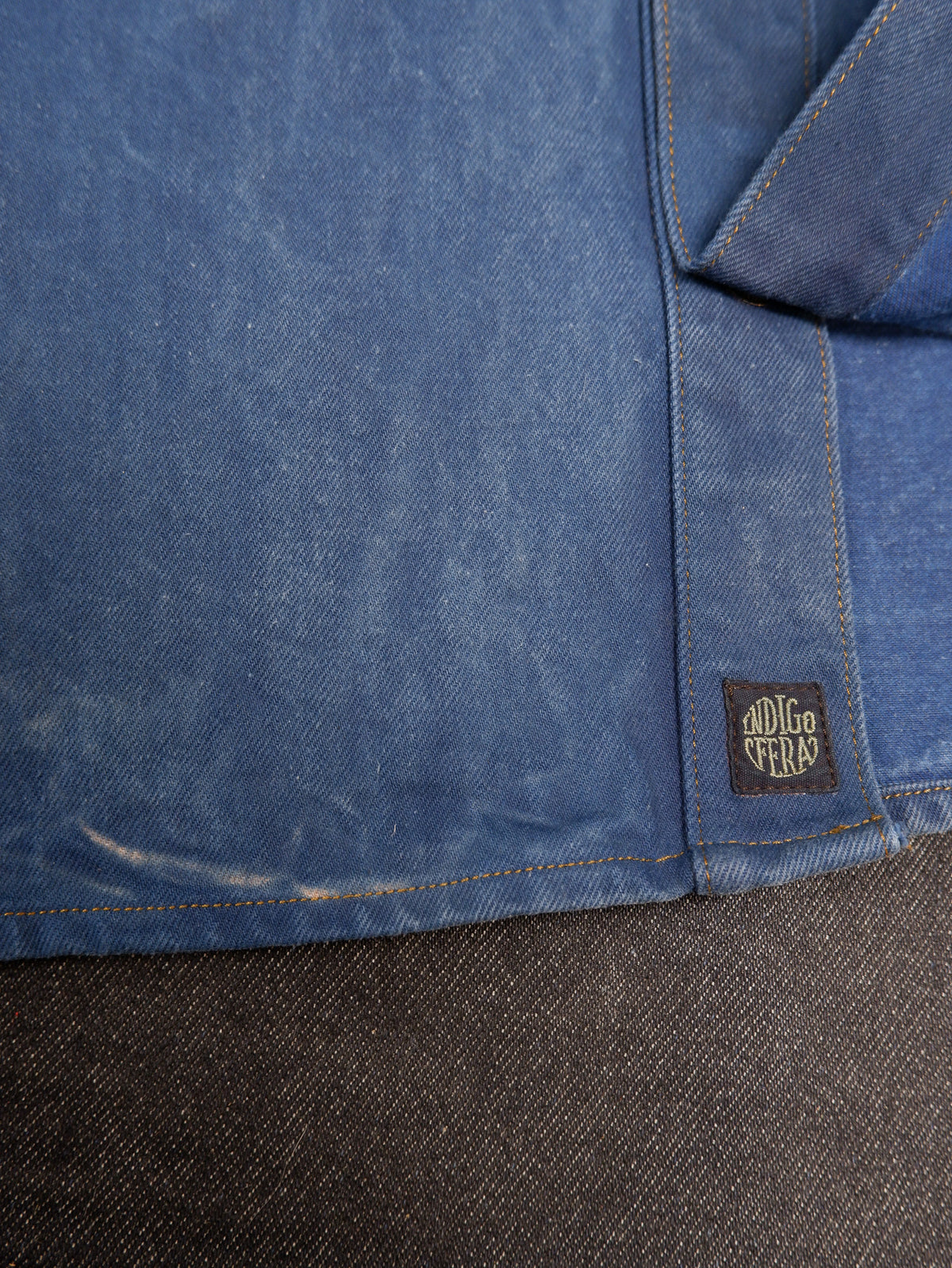 INDIGOFERA × the LowDown x Blaudruck Koo` Copeland Denim Jacket „Pink“ – Indigo Overdye