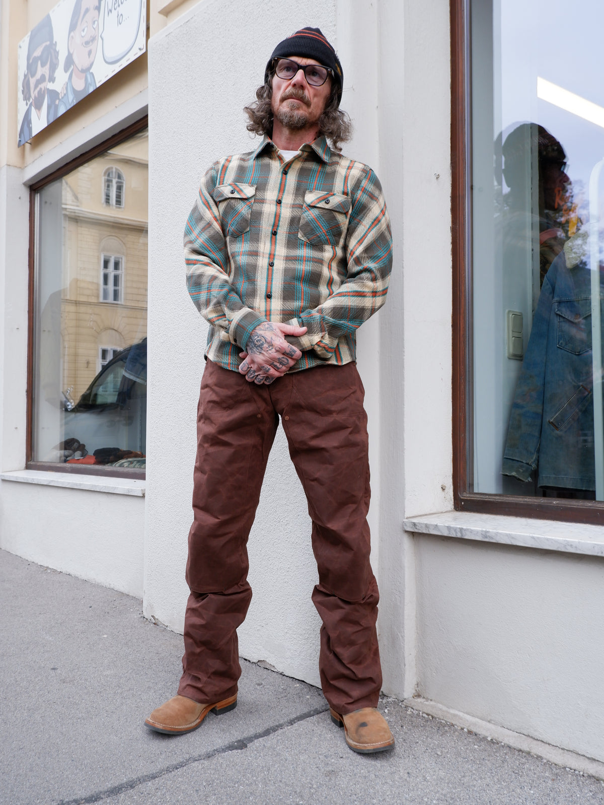 BRYSON SHIRT FLANNEL CHECK CHARCOAL / BEIGE / TURQUOISE / RUST