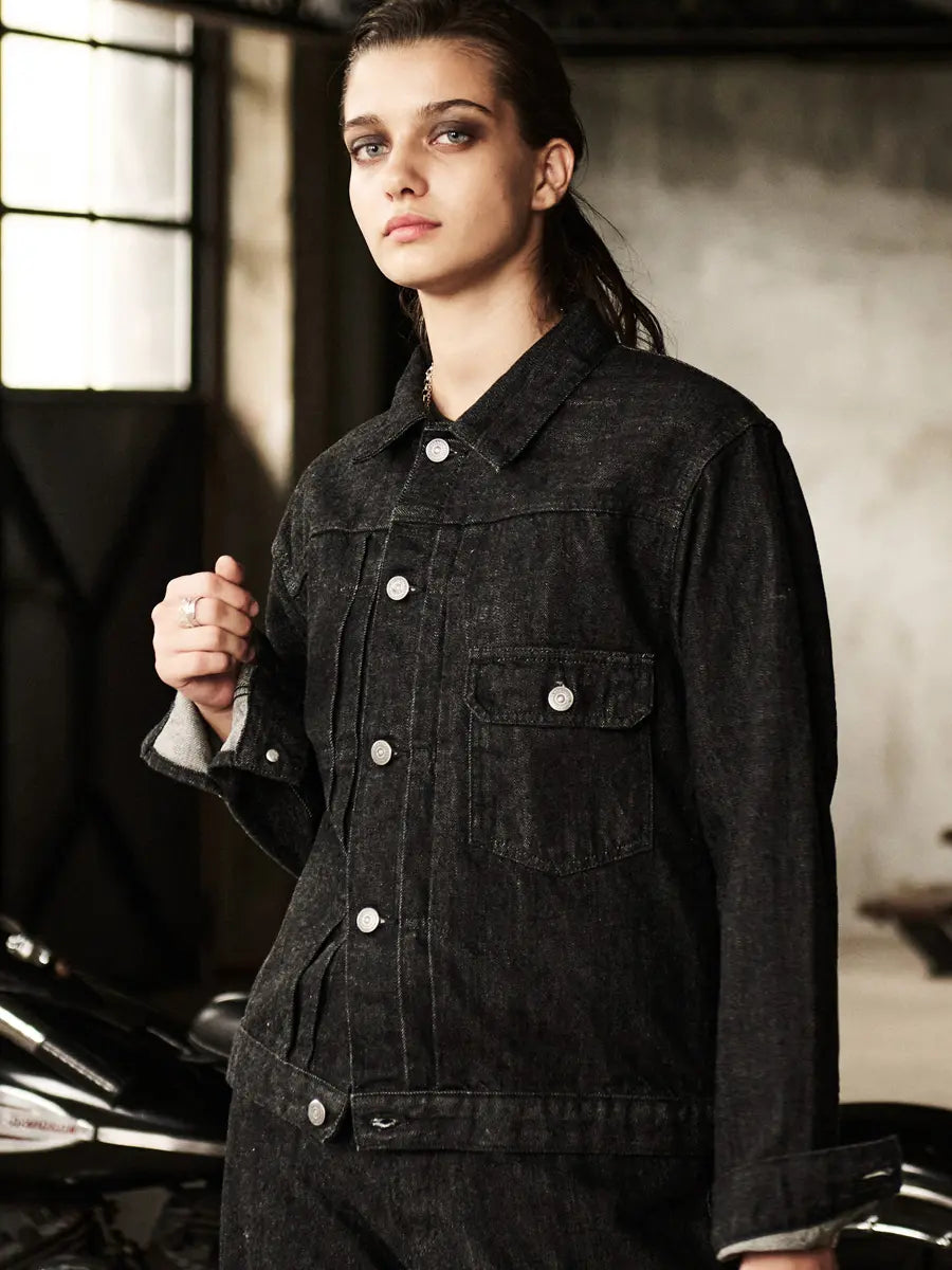 FN-OJ-DB001 12,5oz BLACK DENIM JACKET-40´s MODEL