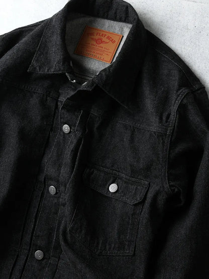 FN-OJ-DB001 12,5oz BLACK DENIM JACKET-40´s MODEL