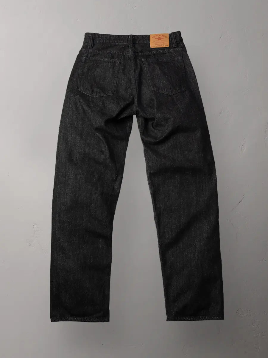 FN-PA-DB004 12.5oz BLACK SELVEDGE DENIM WIDE TAPERED PANTS