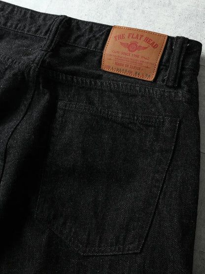 FN-PA-DB004 12.5oz BLACK SELVEDGE DENIM WIDE TAPERED PANTS