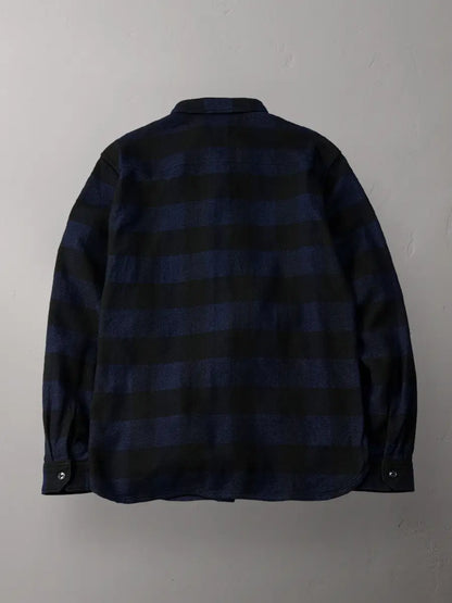 FN-SNR-101LSP INDIGO BLOCK CHECK FLANNEL WORK SHIRT