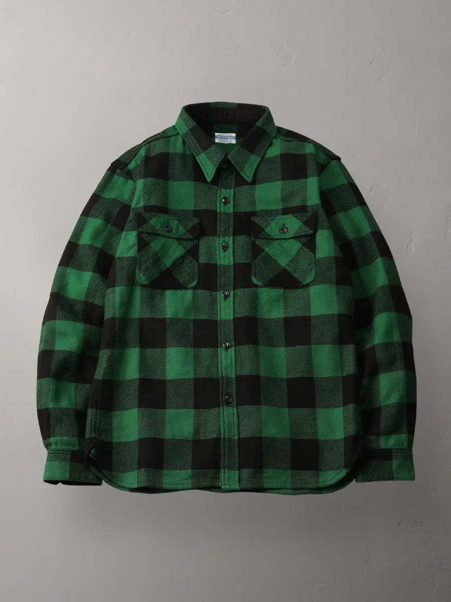 FN-SNR-101L GREEN FLANNEL WORKSHIRT