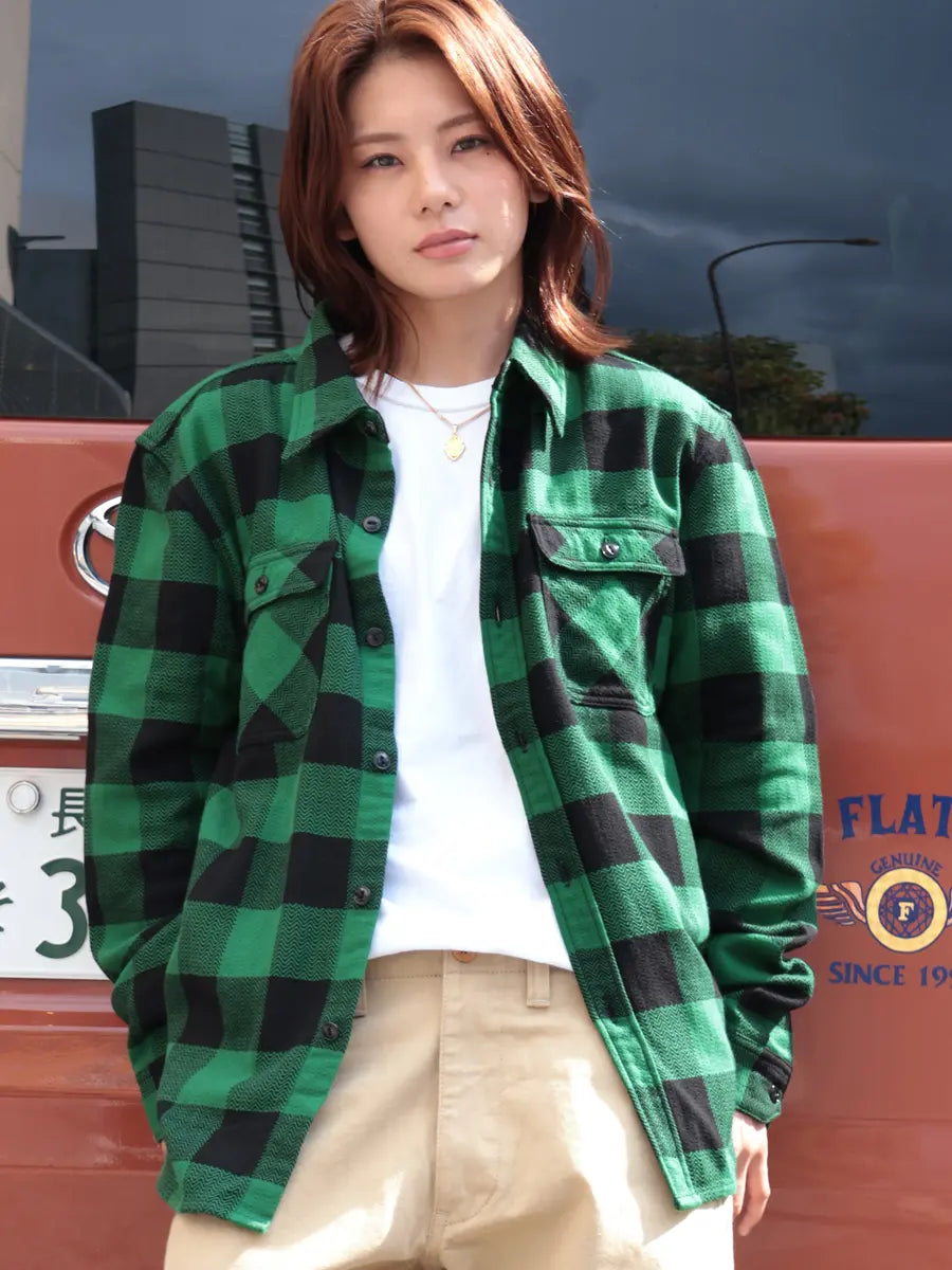 FN-SNR-101L GREEN FLANNEL WORKSHIRT
